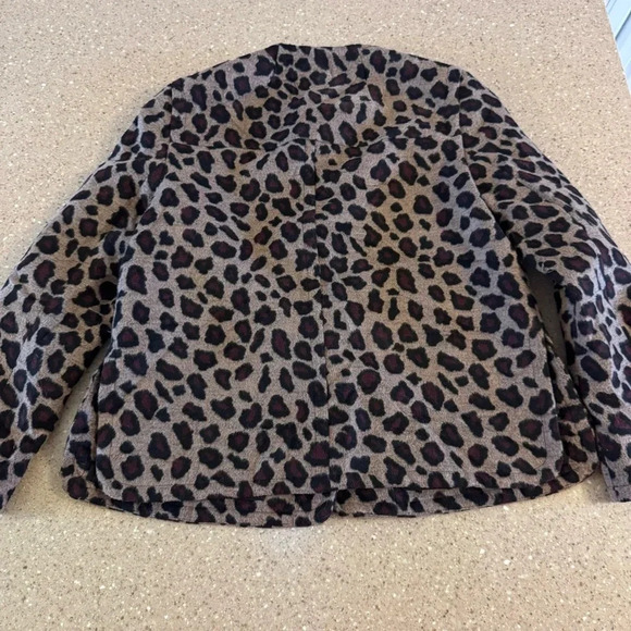 Ann Taylor Women Tan Leopard Print Wool Blend Jacket Button Front Medium Tall - Picture 5 of 9